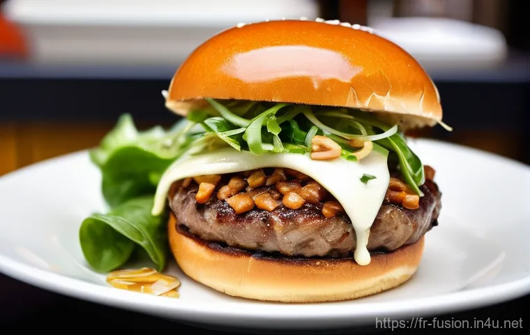 퓨전 패스트푸드 인기 브랜드 랭킹 - **Gourmet Parisian Fusion Burger Experience**
    An ultra-realistic, vibrant photograph capturing a...