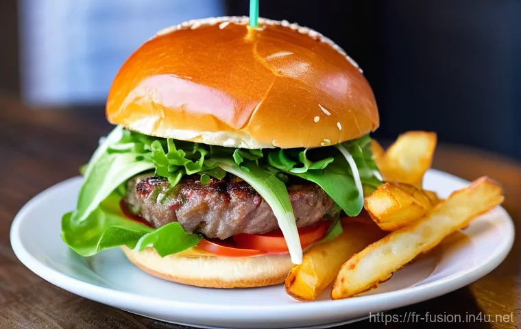 퓨전 패스트푸드와 로컬 재료 - **Prompt 1: A Gourmet "Hamburgé" Experience with French Terroir**
    "A vibrant, appetizing close-u...