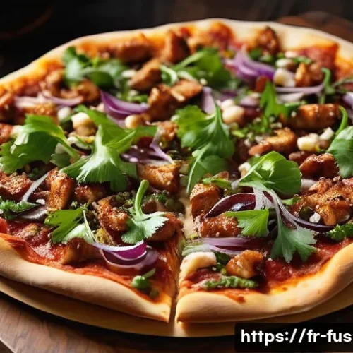 퓨전 피자 재료 비교 - **Prompt:** "A gourmet fusion pizza, freshly baked, featuring a crispy, golden-brown crust. The pizz...