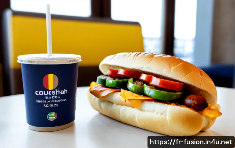 Home 17 퓨전 핫도그의 할랄 인증 제품 - Photorealistic French halal fusion hot dog meal on a clean café table in Paris, grilled chicken saus...